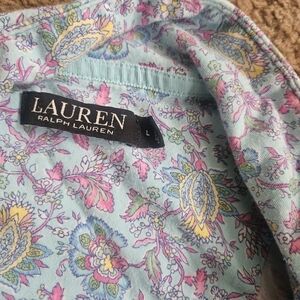 Lauren Ralph Lauren Floral Pajama Top - Blue, Pink, Yellow